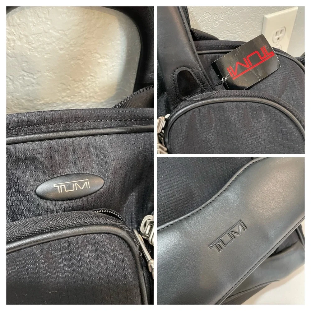 Tumi Double Zip Leather Trimmed Travel Briefcase